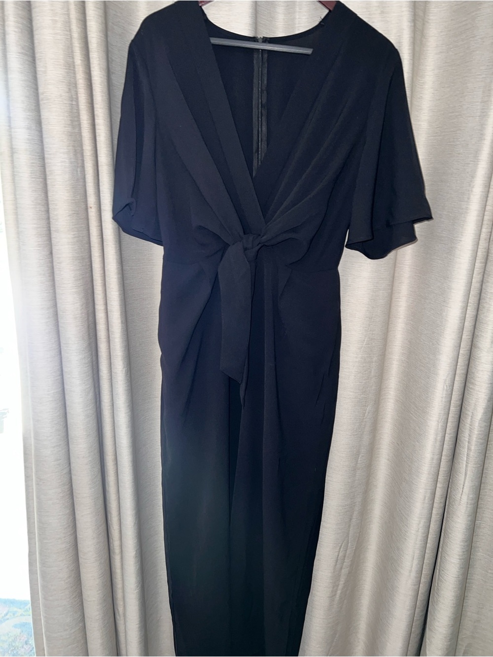 Tie-Waist Black Wide-Leg Jumpsuit - Women (Never worn)